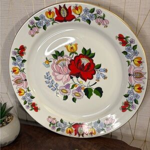 • vintage 1970s/80s hungarian kalocsa decorative plate •